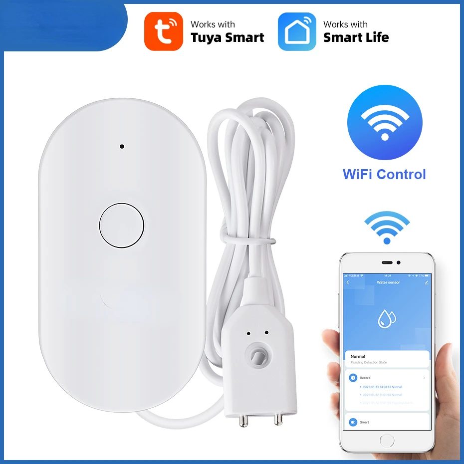 

Датчик утечки воды с Wi-Fi, кухонный детектор утечки воды с управлением через приложение