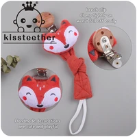 kissteether new 1pc baby products beech pacifier clip lion animal cotton linen ribbon pacifier rope baby pacifier chain toy gift