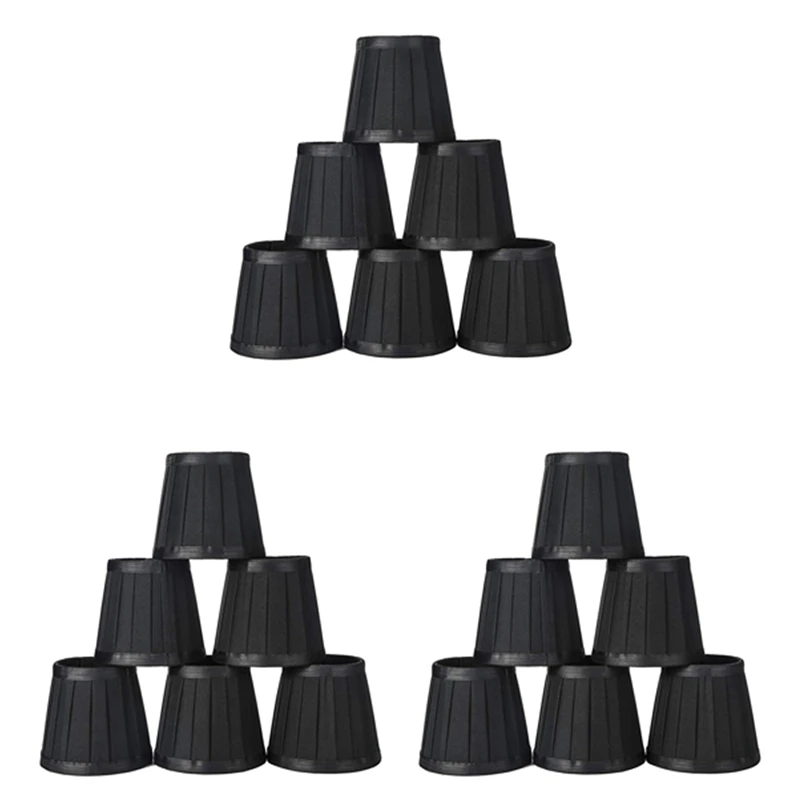 Clip On Lampshades Candle Chandelier Lampshades For Ceiling Pendant Light Table Lamp Floor Light 18 Pcs Black