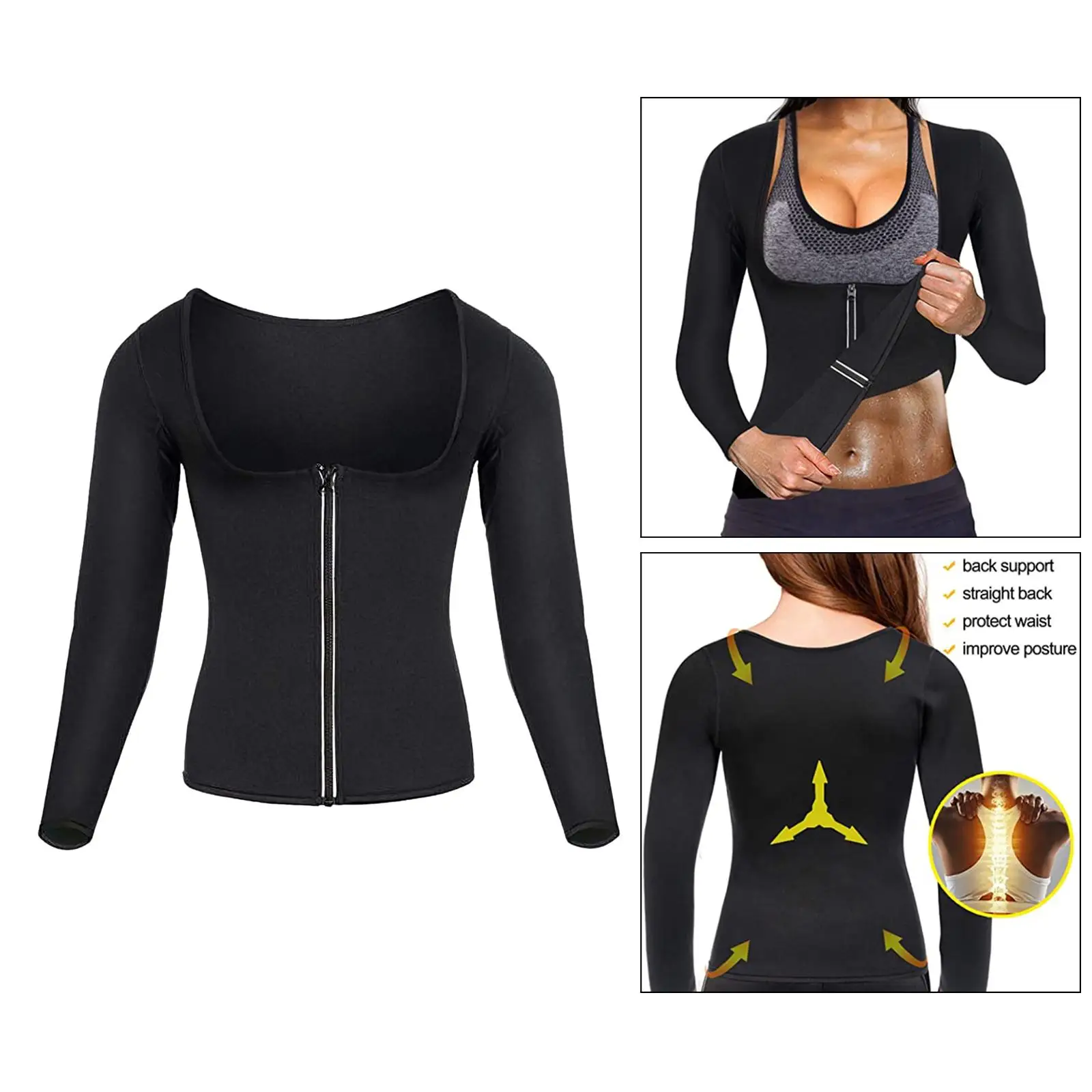 

Women Sauna Sweat with Long Sleeves Neoprene Shirt Workout Tank Top