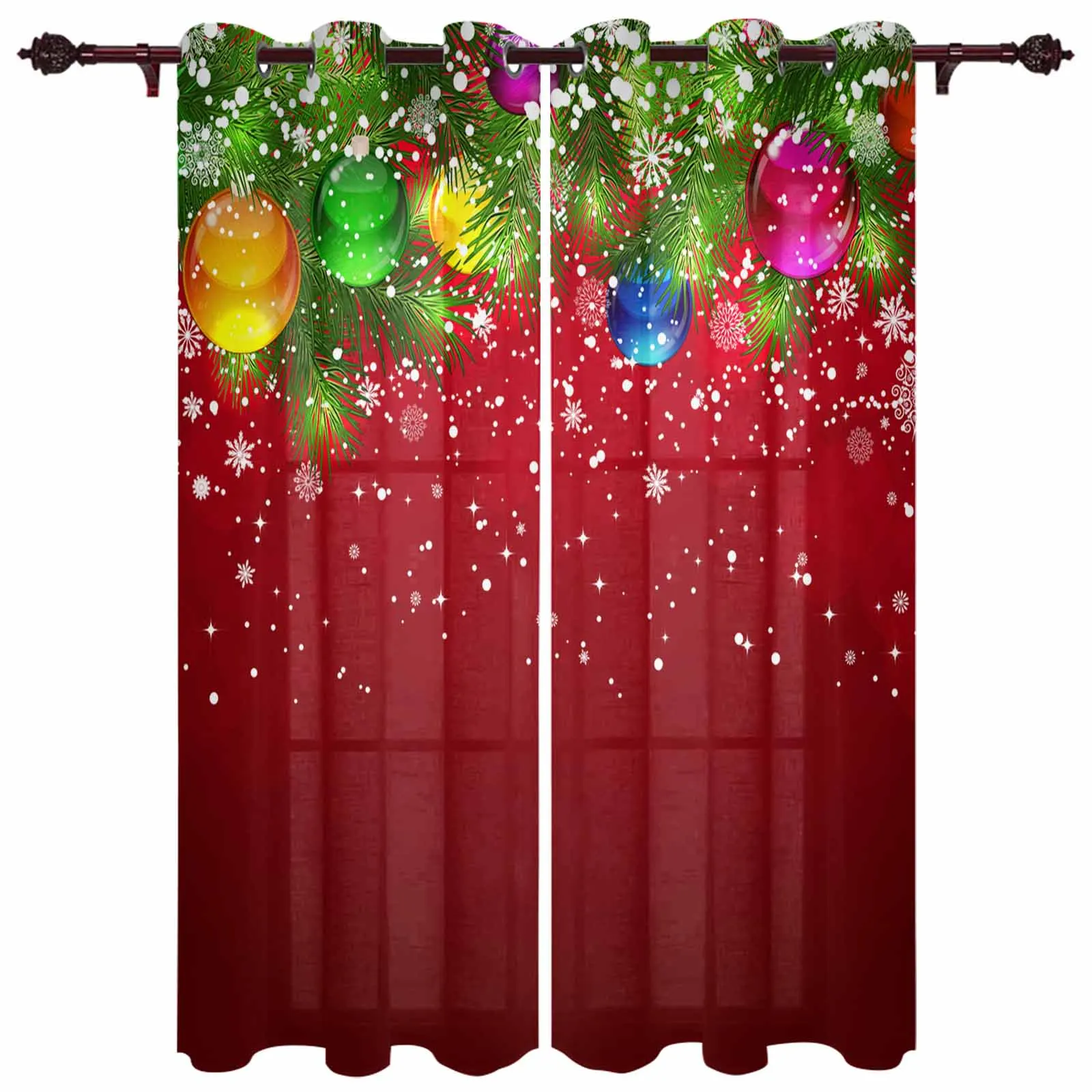 

Рождественская елка, покрытая снегом, красные шарики, современные шторы для спальни, кафе, домашний декор, роскошные шторы для гостиной, оконные занавески