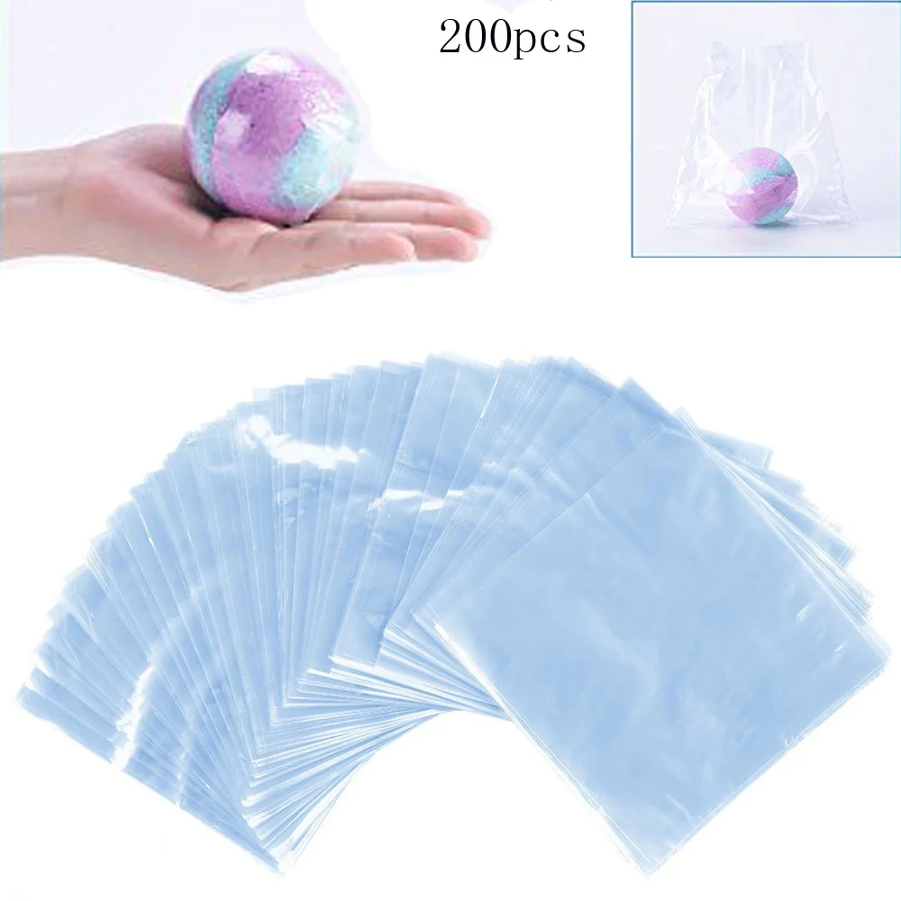 

200Pcs Waterproof POF Heat Shrink Wrap Bags for Soaps Bath Bombs and DIY Crafts (Transparent)