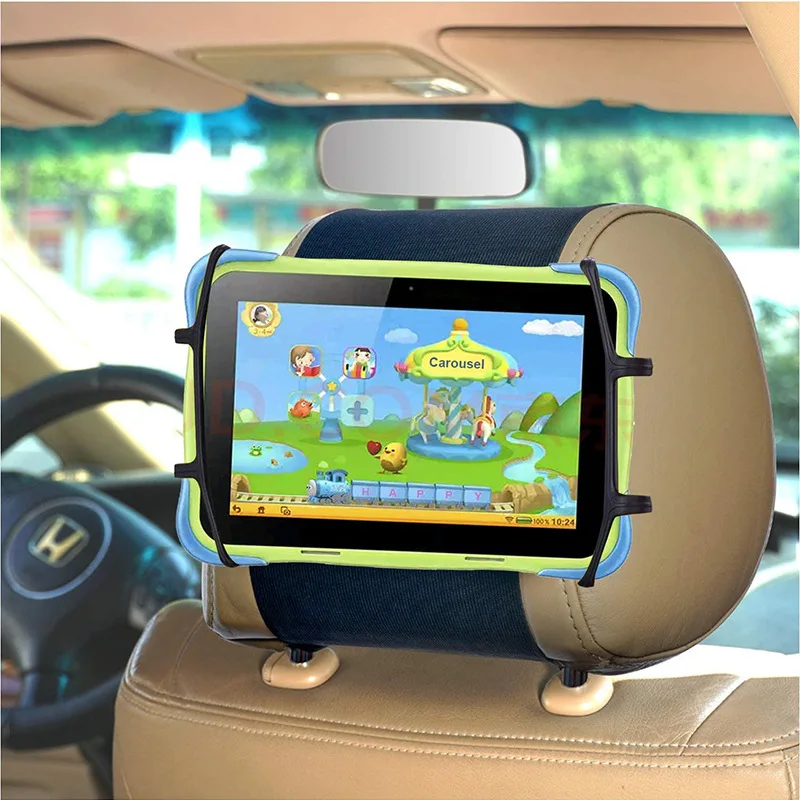 

360 Rotating Adjustable Car Tablet Holder Back Seat Kids Headrest Stand for IPad Mini 6 5 Air Pro Samsung Anti-Slip Strap Mount