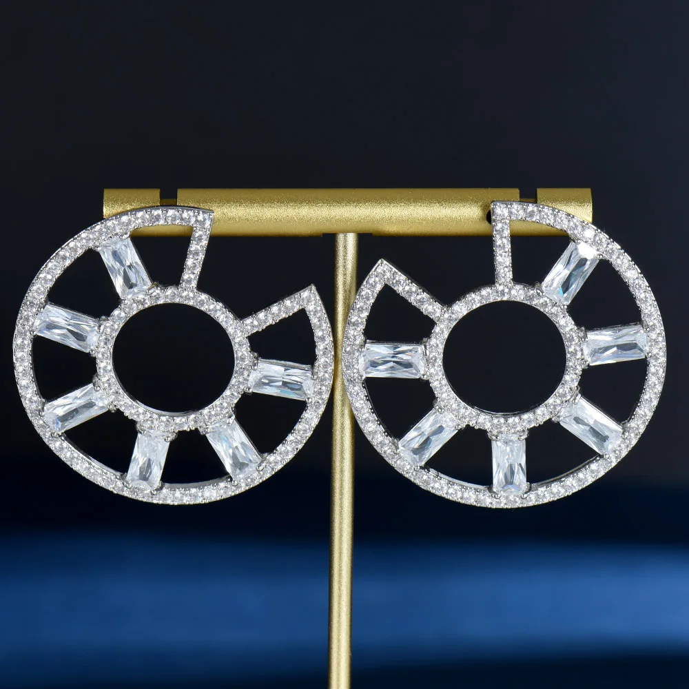 

HIBRIDE элегантные круглые серьги-гвоздики для женщин Свадебные фианиты Дубай Свадебные серьги Модные ювелирные изделия аксессуары E-1088