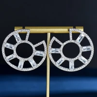 hibride elegant round stud earrings for women wedding cubic zirconia dubai bridal earring fashion jewelry accessories e 1088