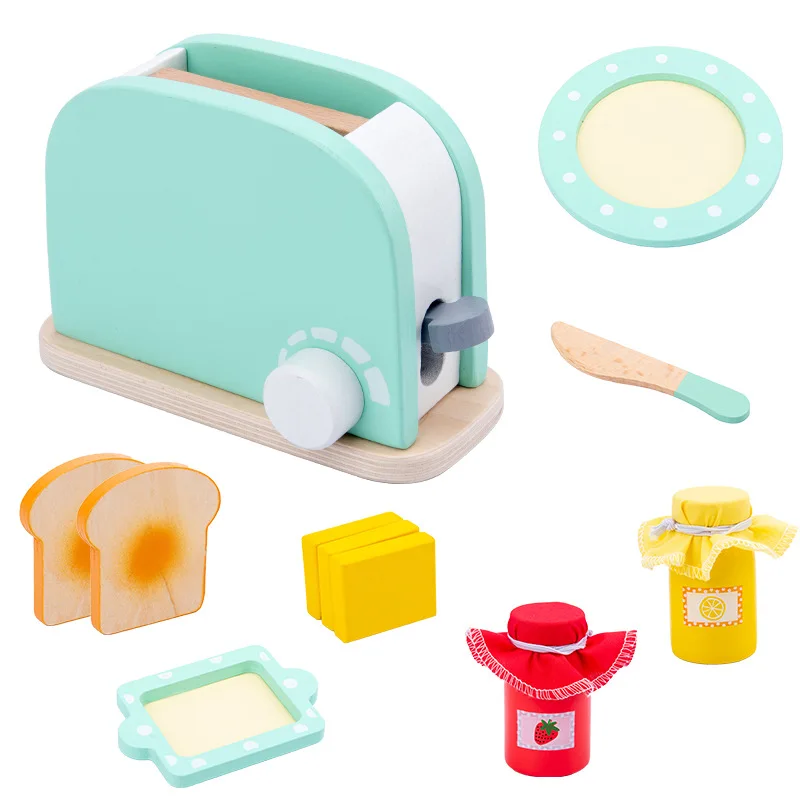 

Wooden Toys Kitchen Pretend Play House Toy Wooden Simulation Toaster Machine Coffee Machine Food Mixer Kids Early Education Gift
