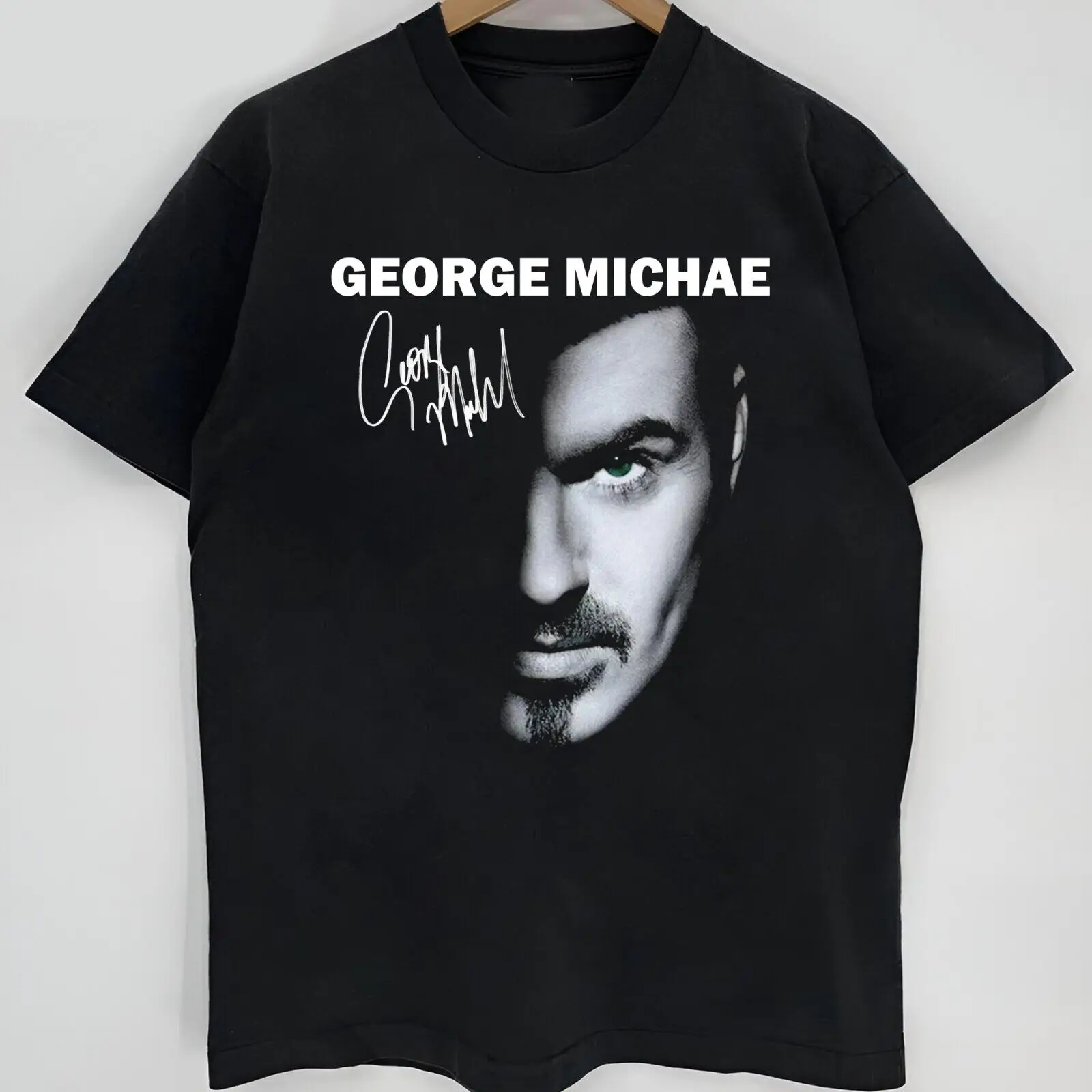 Бесплатная доставка лидер продаж футболка с надписью George Michael черная длинными