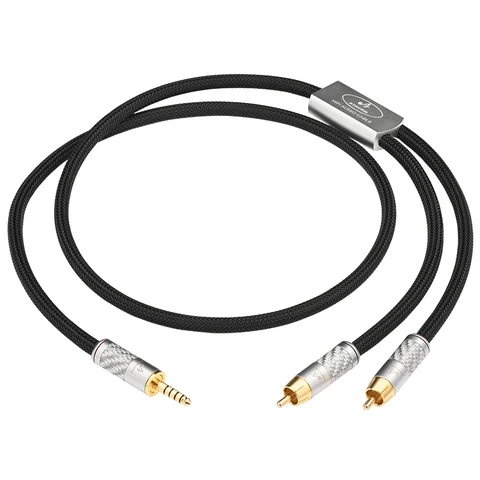 Hi-end OCC HiFi аудиокабель 4,4 мм на 2RCA, позолоченный штекер 4,4 мм, сбалансированный аудиокабель-адаптер 2RCA для усилителя динамика