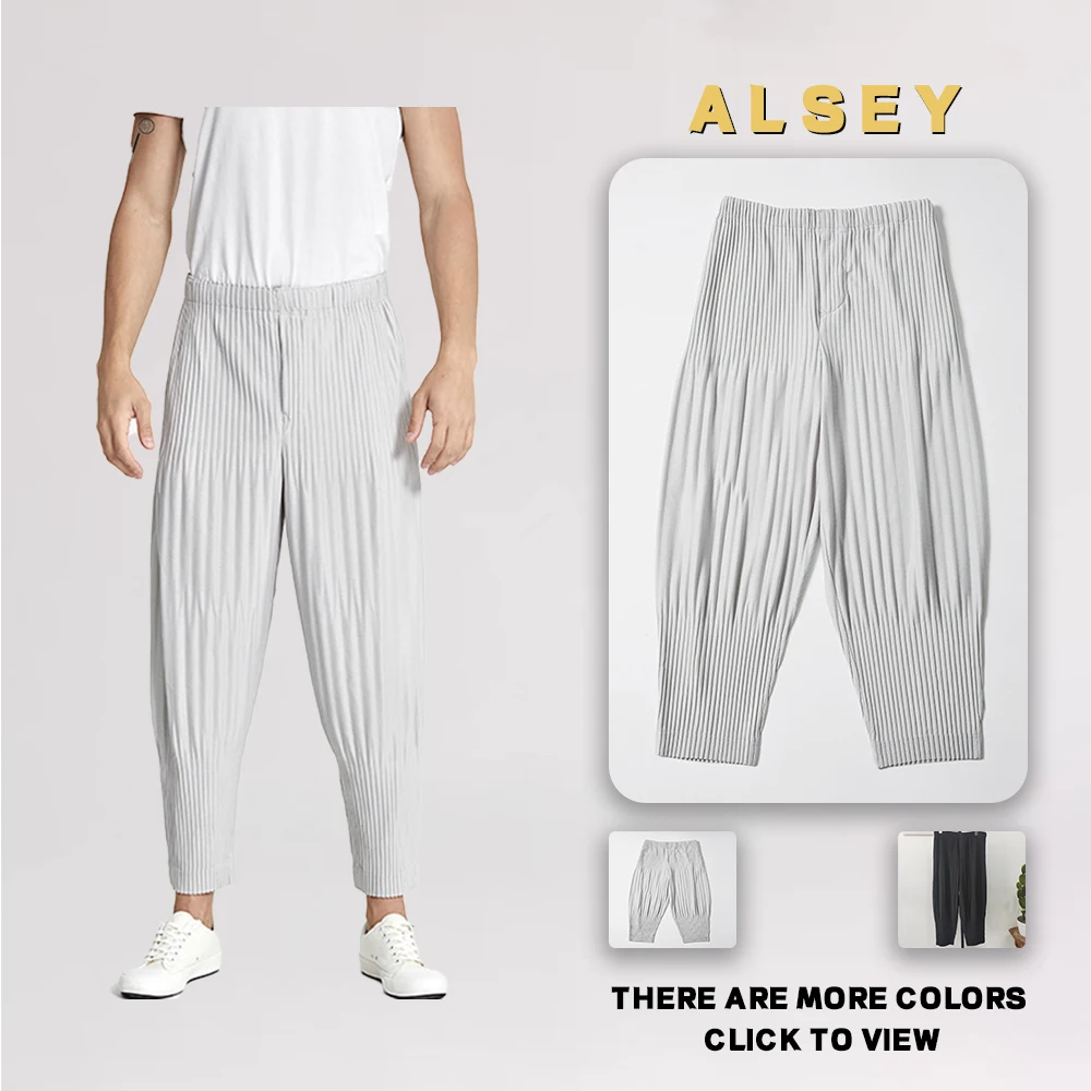 

Брюки ALSEY мужские Плиссированные, однотонные спортивные штаны с карманами, эластичная талия, облегающие Свободные повседневные штаны, лето 2023