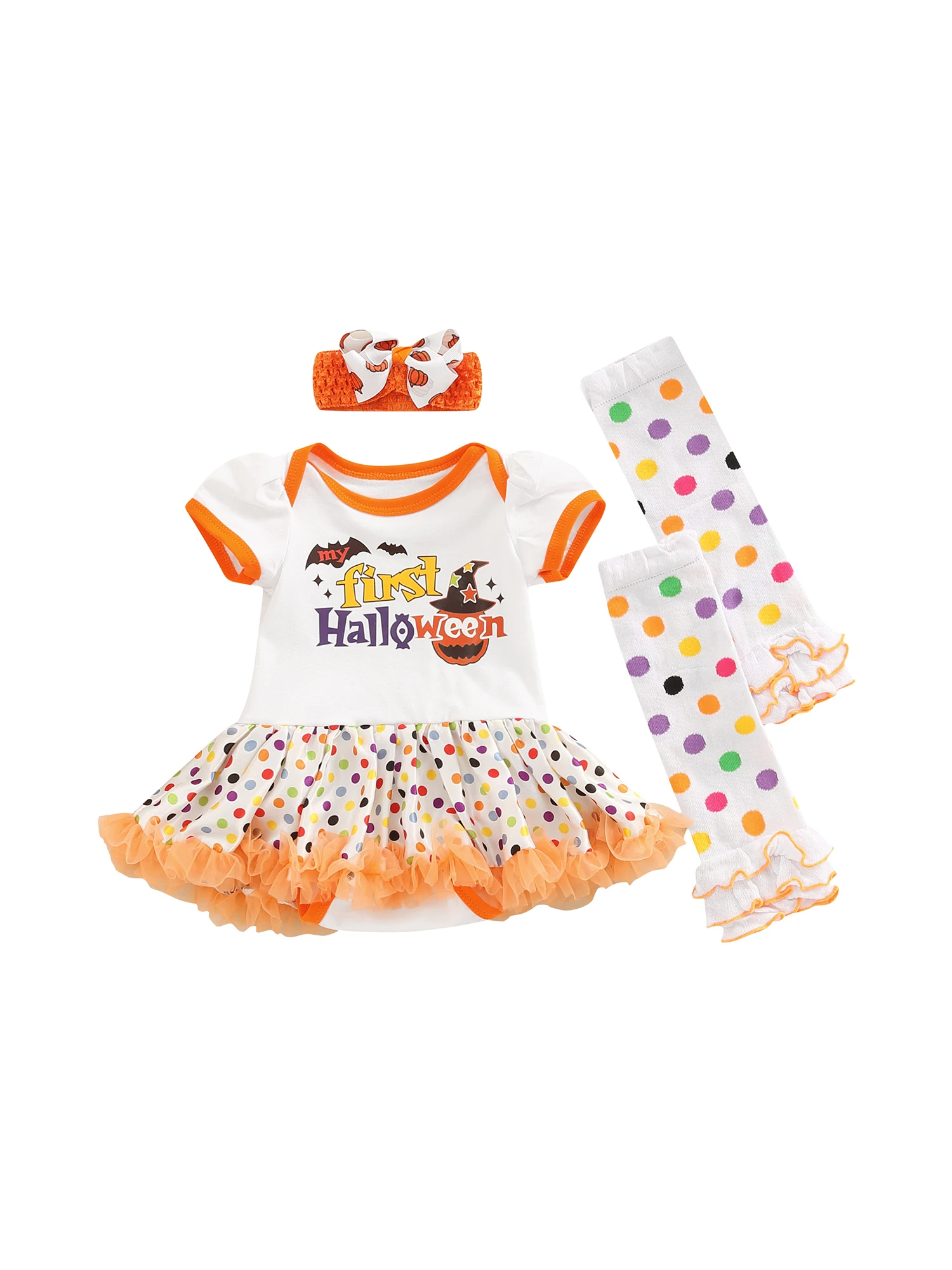

My 1st Halloween Skirt Set 0 3 6 12 18MonthsPumpkin Costume Romper Tutu Lace Dress Bunny Headband