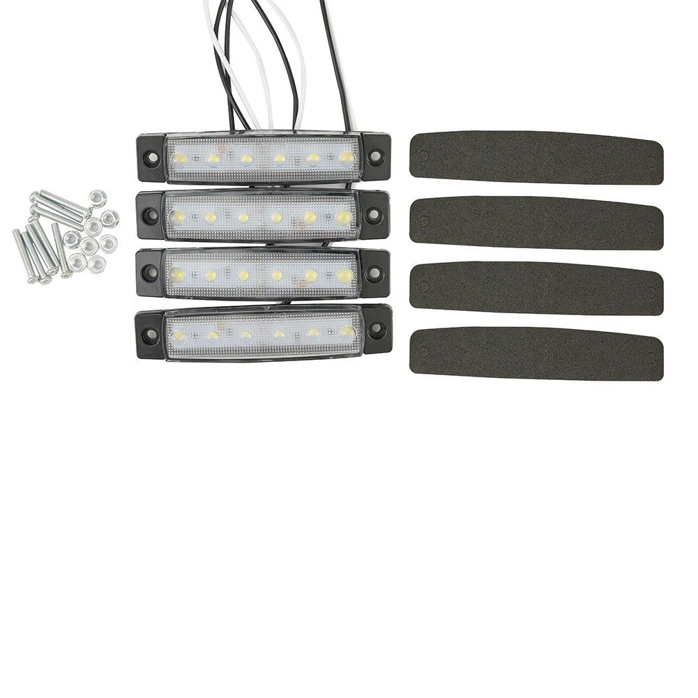 

4 Pcs Led Strip Light Cool Courtesy Lights Marine Grade Utility White 3.8 X 0.8 X 0.4 Inch 6 LED 6000K Practical