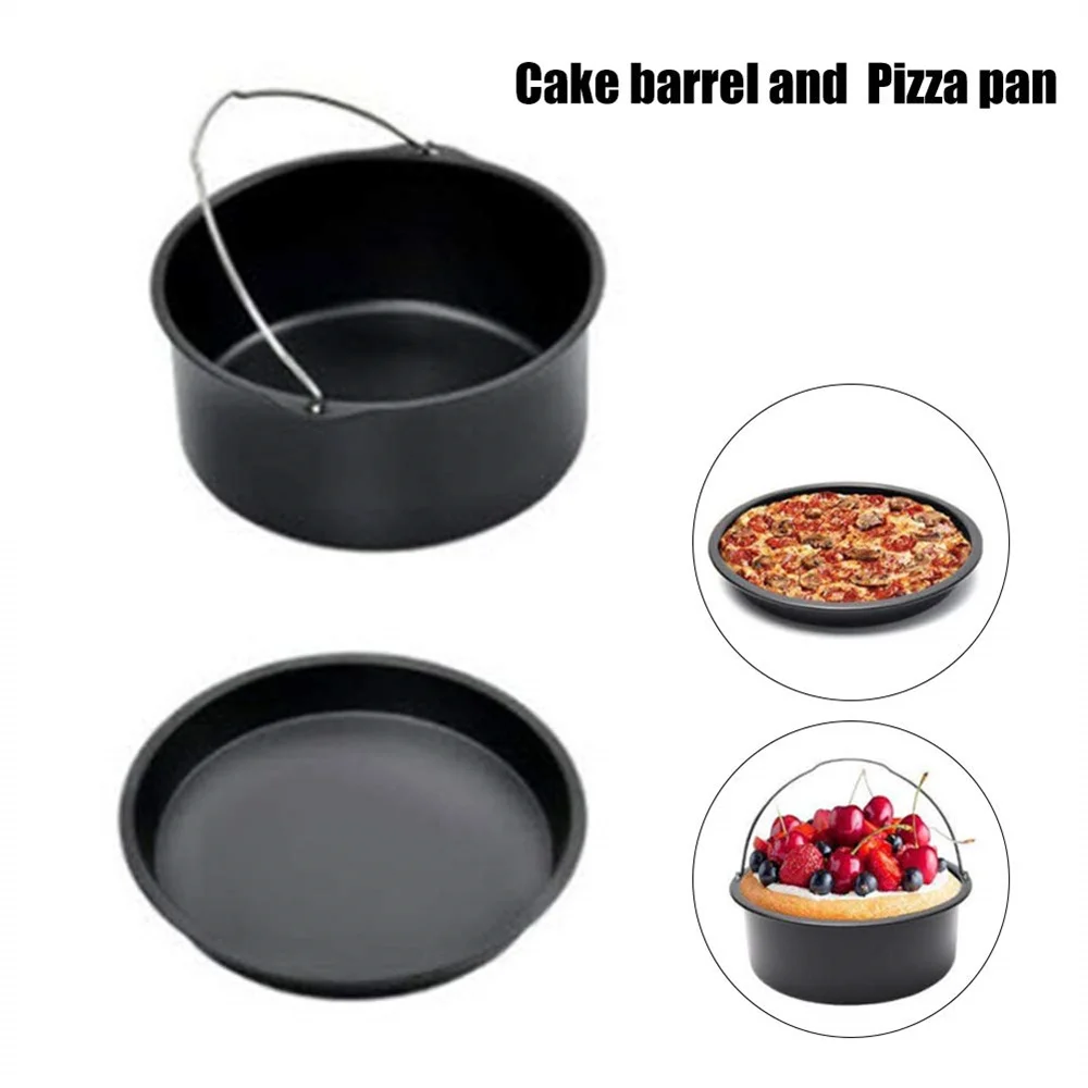 Cake Pan Nonstick  Pizza Pan Carbon Steel Round Cake Tins With Handle Bakeware Mold Air Fryer Accessories