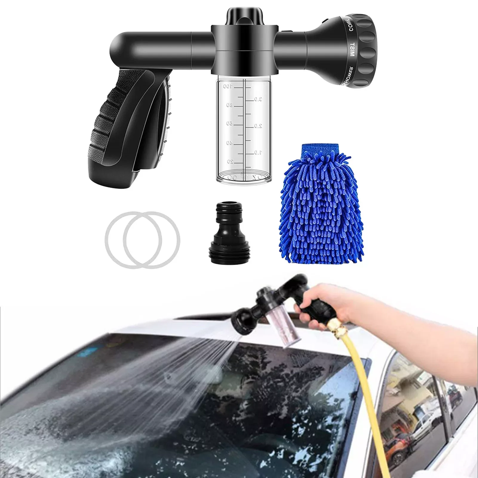 

Hose Nozzle Heavy Duty Water Hose Spray Car Washer Garden Watering Jet Spray High Pressure Sprinkler Cleaning Tool