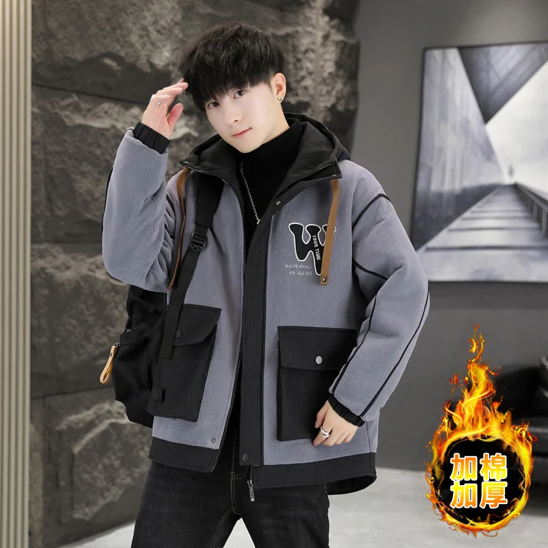 Повседневная Новинка 2024 зимние мужские куртки с капюшоном и хлопковой