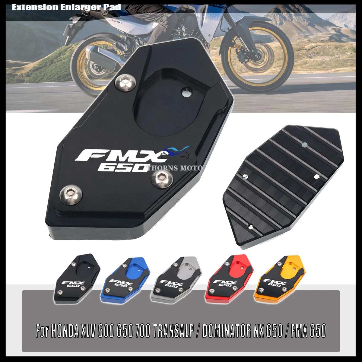 Фото Для HONDA XLV 600 650 700 TRANSALP/DOMINATOR NX650 FMX 650, подставка для ног, боковая подставка, удлинитель, опорная пластина, увеличенная подставка №5