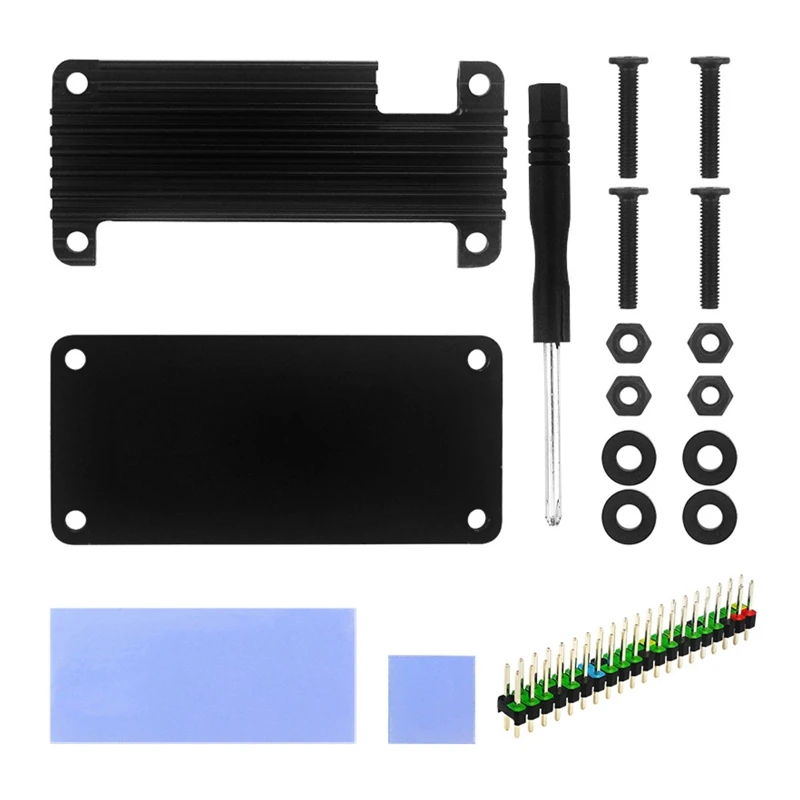 

for Raspberry Pi Zero 2 W Aluminum Alloy Shell with Heat Dissipation Protective Case With Pin Header Screws Screwdriver