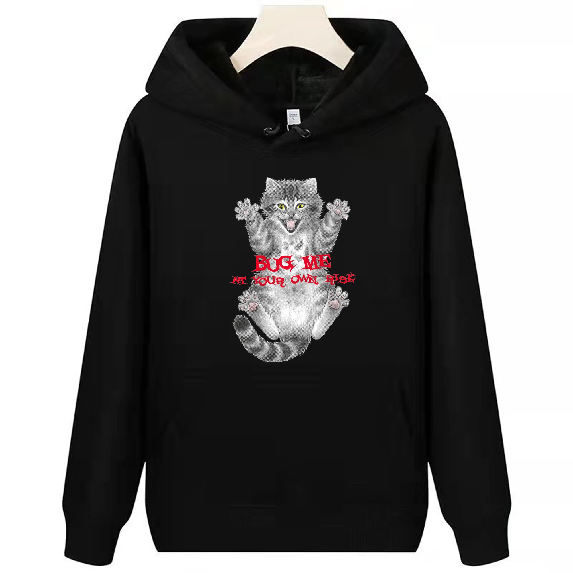 

Bug Me At Your Own Risk. Funny Stressed Out Cat Hoodie New 100% Cotton Comfortable Casual Mens Sweatshirt Fashion Streetwear