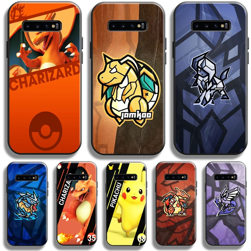 

Anime Pokemon Pikachu For Samsung Galaxy S10 S10 Plus S10 Lite S10E S10 5G Phone Case Coque Black Carcasa Funda Liquid Silicon