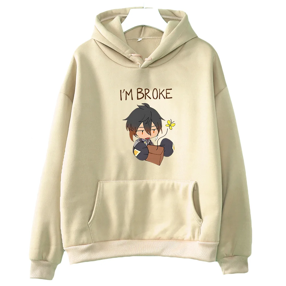 Толстовки Genshin Impact Zhongli женские милые худи с графическим рисунком женские/мужские