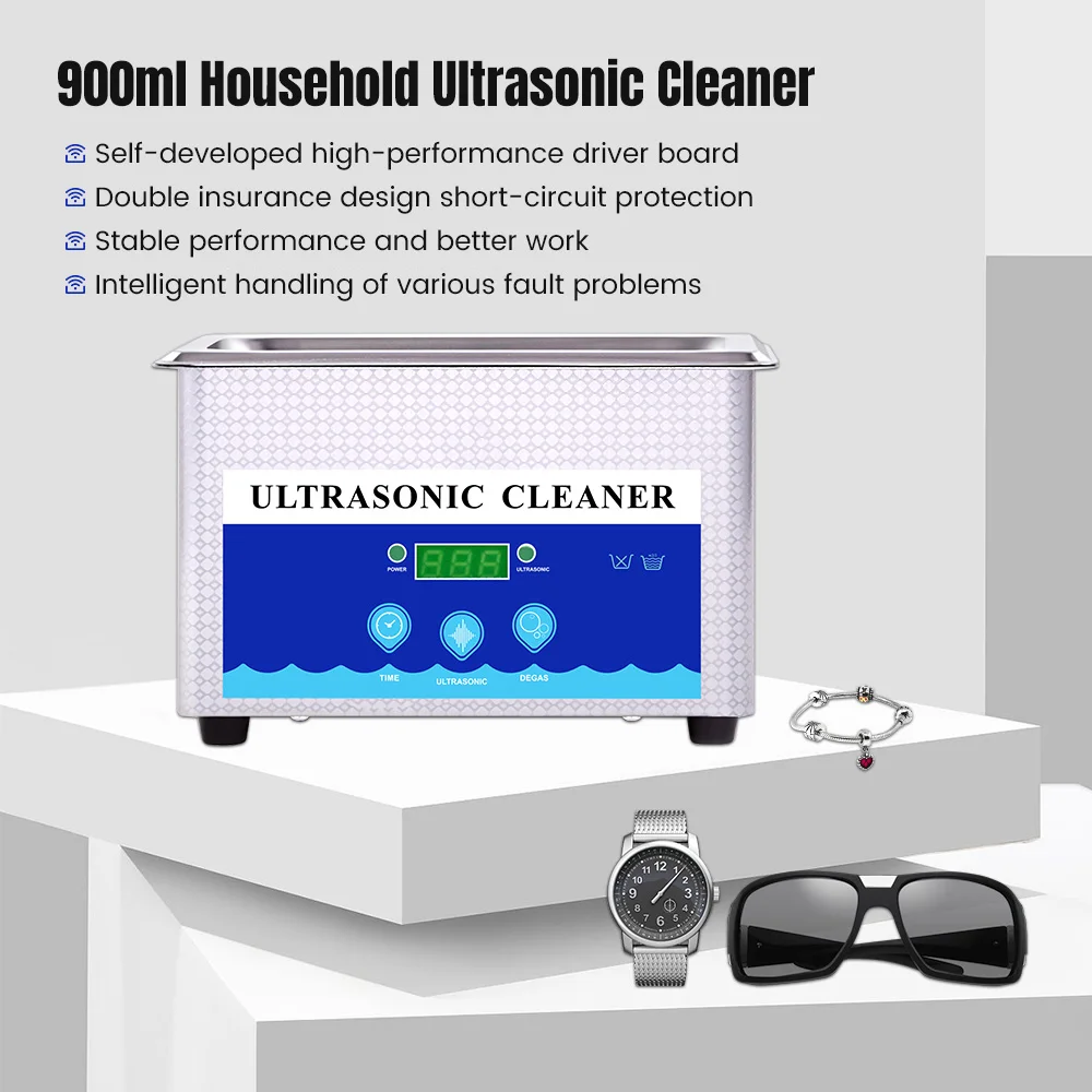 

Ultrasonic Cleaner Jewelry Glasses Necklace Denture Cleaner Vibrators Professional Ultrasonic Bath Washing Machine Home Applianc