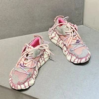 ladies sneakers fashion color matching round toe casual shoes mesh breathable thick sole shoes running womens shoes 2022 new