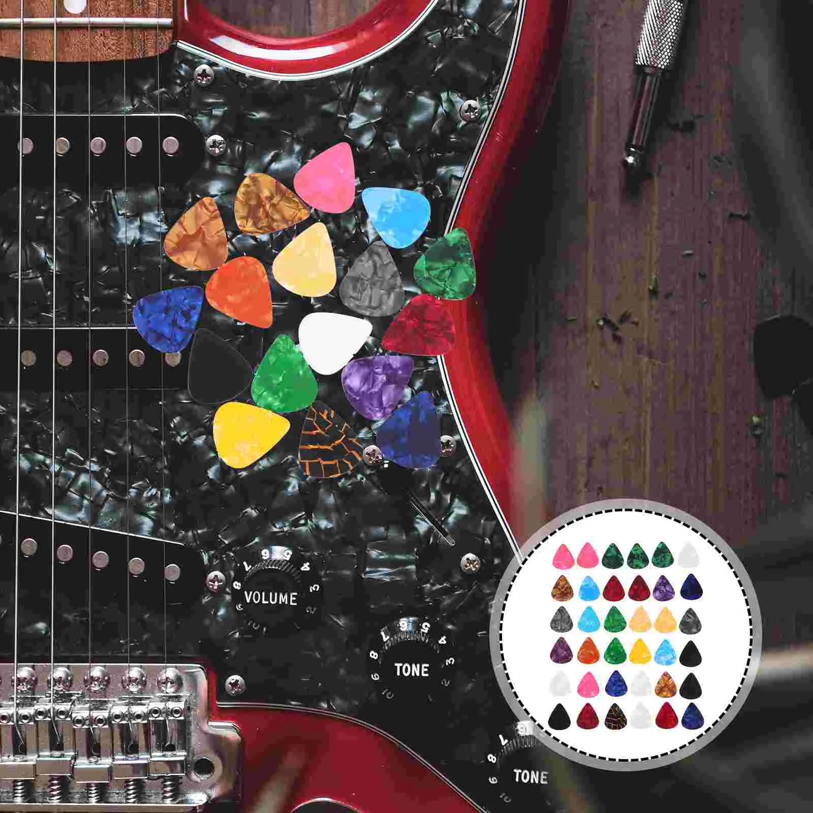

36Pcs Multipurpose Simple Guitar Picks Electric Folk Guitar Picks Ukulele Plectrums Random Color