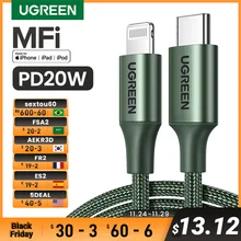 UGREEN MFi USB C to Lightning Cable PD20W Fast Charging for iPhone 14 13 12 Pro Max Mini Data Cable for iPhone Charger for iPad