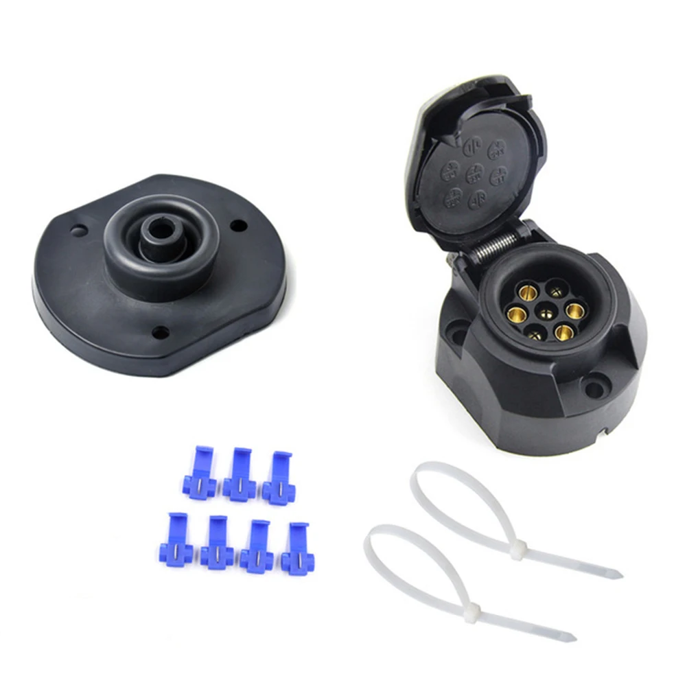

For Recharge Panel Car Socket Flush Mount Wiring Connector Black Caravan Hauling Towing Trailer Adapter Plastic