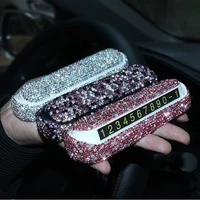 car diamond embedded temporary parking number plate hidden creative girls mobile phone digital number plate moving accessories
