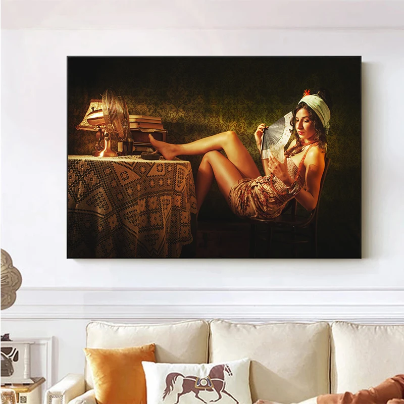 

Винтажный фон Сексуальная Женская Картина на холсте настенный плакат печатные настенные картины для дома настенный Декор без рамки