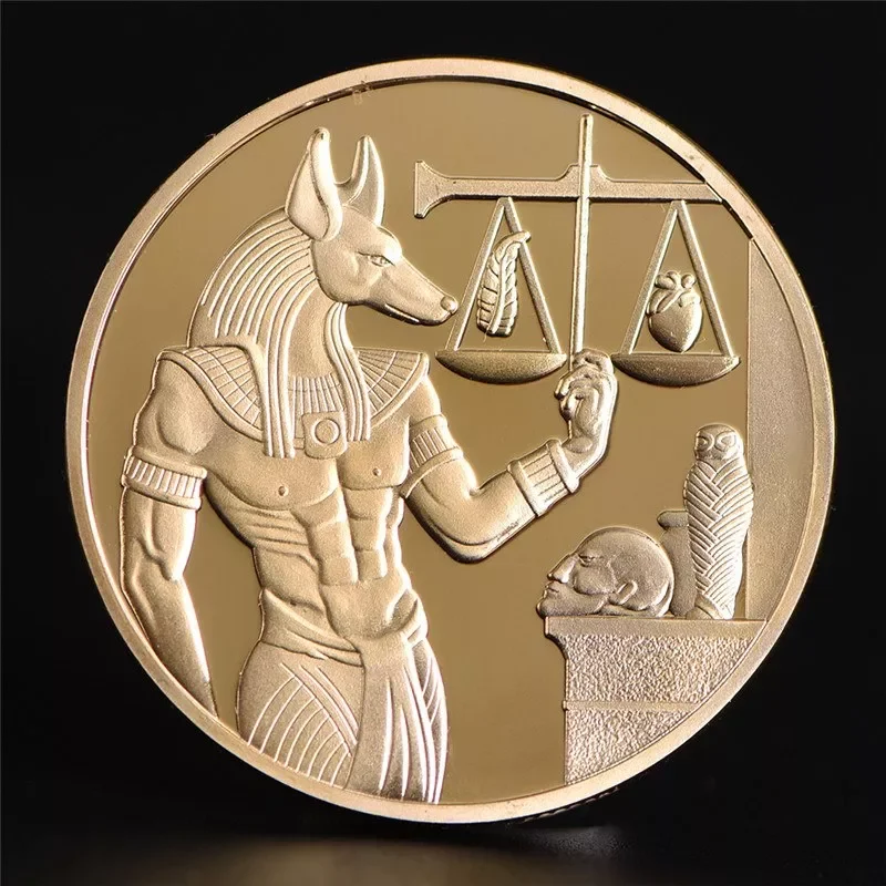 

1pc Gold Plated Egypt Death Protector Anubis Coin Copy Coins Egyptian God Of Death Commemorative Coins Collection Gift