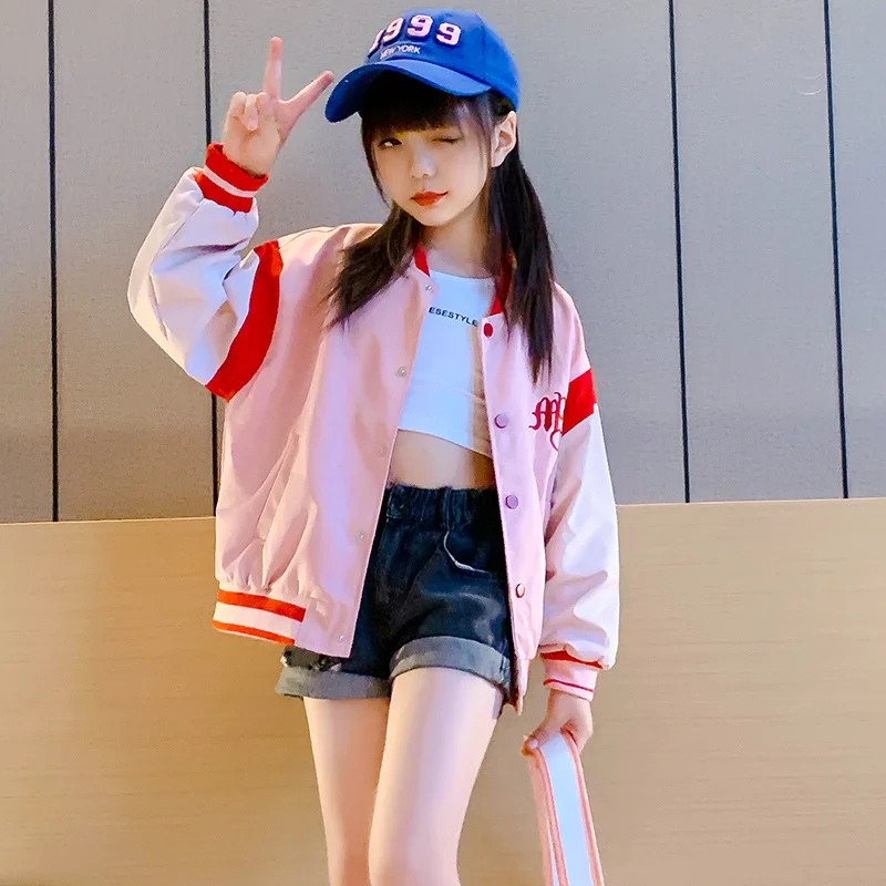 

8 10 years Girls Pink Jackets Spring Fall Fashion Sweet Children Coat
