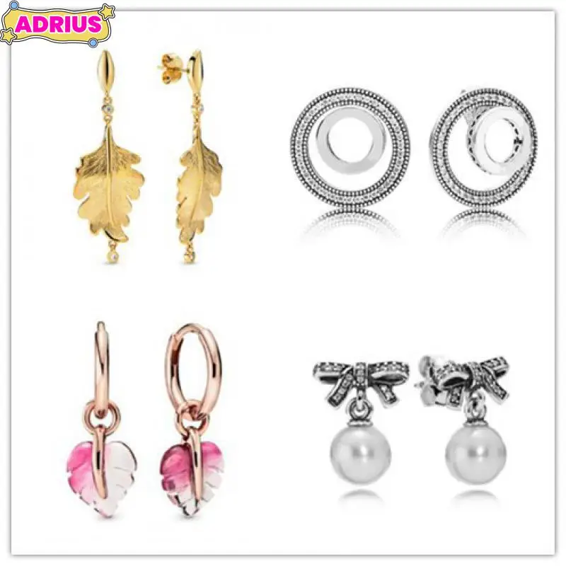 Женские серьги-гвоздики из серебра 925 пробы с блестящими дубовыми листьями