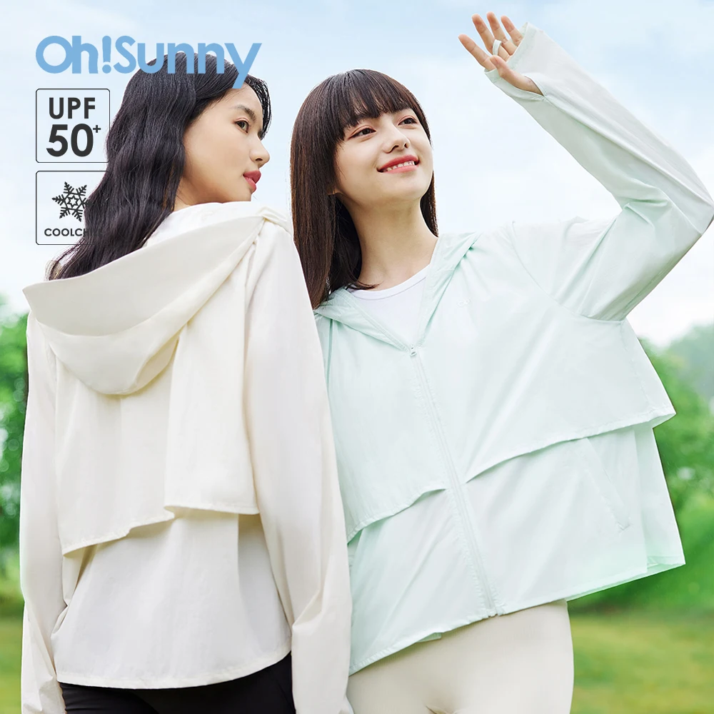 OhSunny Summer Women Sun Protection Clothing Coat Waterproof and Anti-UV UPF50+ Hooded Coat Outdoor Cool Breathable