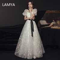 lamya elegant evening dress banquet performance socialite luxury v robe blanche dentelle estido de para mujer robe de soiree