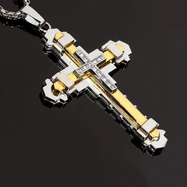 

Gothic Cross Necklace Punk Diamonds Pendant Necklace Heart Cross Necklace for Women Men Neck Jewelry Accessories Gifts