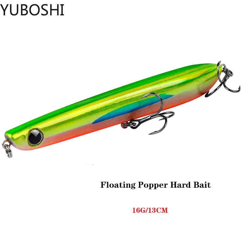 

YUBOSHI 1pcs Fishing Lures 13cm 16g Floating Popper Hard Bait Artificial Wobblers Plastic Fishing Tackle Pesca