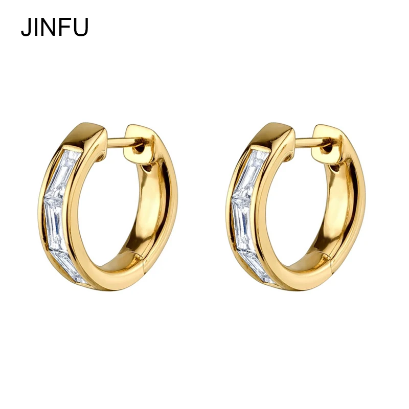 

JINFU Copper Gold Plated Hoop Earrings For Women Classic CZ Zircon Piercing Circle Earrings 2022 Women Jewelry Wholesale