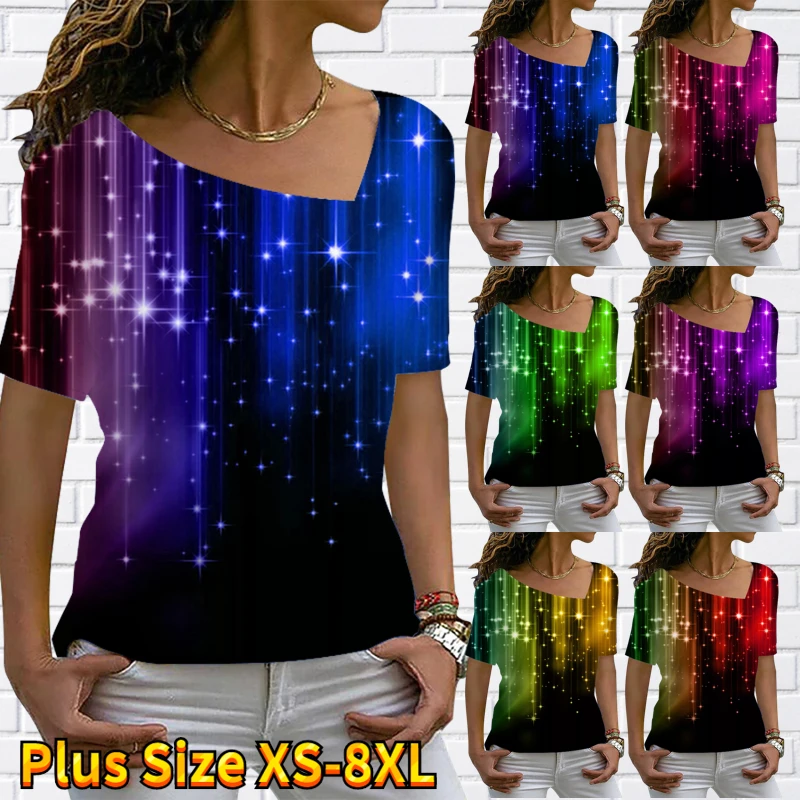 

Женская футболка с коротким рукавом, Повседневная Удобная футболка с принтом и V-образным вырезом, лето 2023