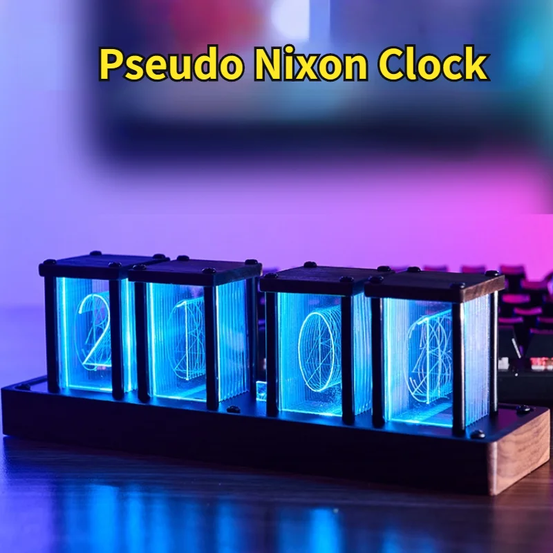 

Светящиеся часы Nixie в форме трубки, деревянные настольные часы «сделай сам», креативные электронные настольные часы, бесшумные цифровые часы RGB, декоративный подарок