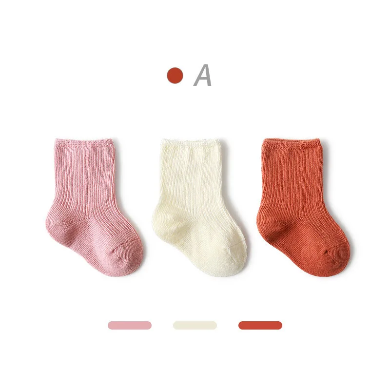 3 Pairs Baby Girl Boy Socks Toddler Cotton Baby Winter Clothes Accessories Pure Color Combed Cotton Baby Socks For Autumn 2020