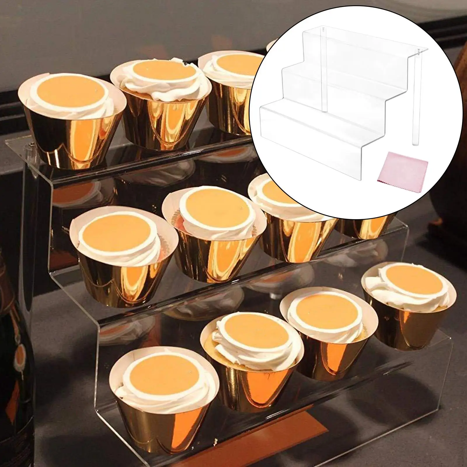 

Transparent Acrylic Display Rack Holder Organizer 3 layer for Cupcake