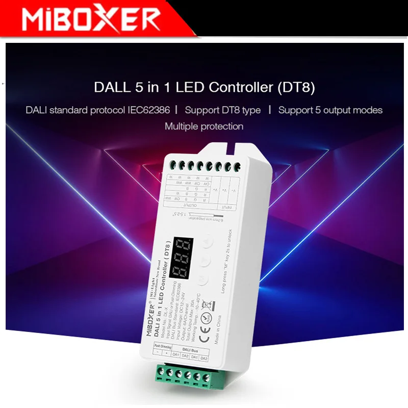 

Miboxer, новинка, DALI, 5 в 1, светодиодный контроллер DT8 DL-X, Одноцветный/CCT/RGB/RGBW/RGB + CCT, умный светодиодный диммер