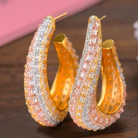 soramoore new luxury top quality micro crystal zirconia earrings inlay jewelry unique women fashion dubai bridal hoop ear gift