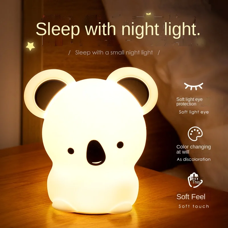 

led lights Night Lights Bear Lampara Cuarto Bebe Baby Room Gummy Goods Touch Sensor Luminaria Animal Lamps Kids Gift HNL-205