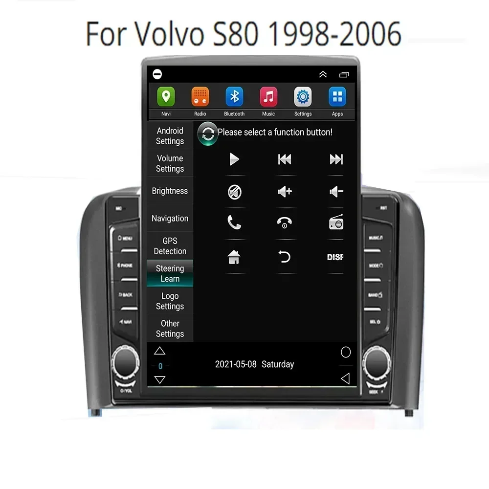 Для Tesla Style 2 Din Android 13 Автомобильный радиоприемник для VOLVO S80 1998-2006 Мультимедийный