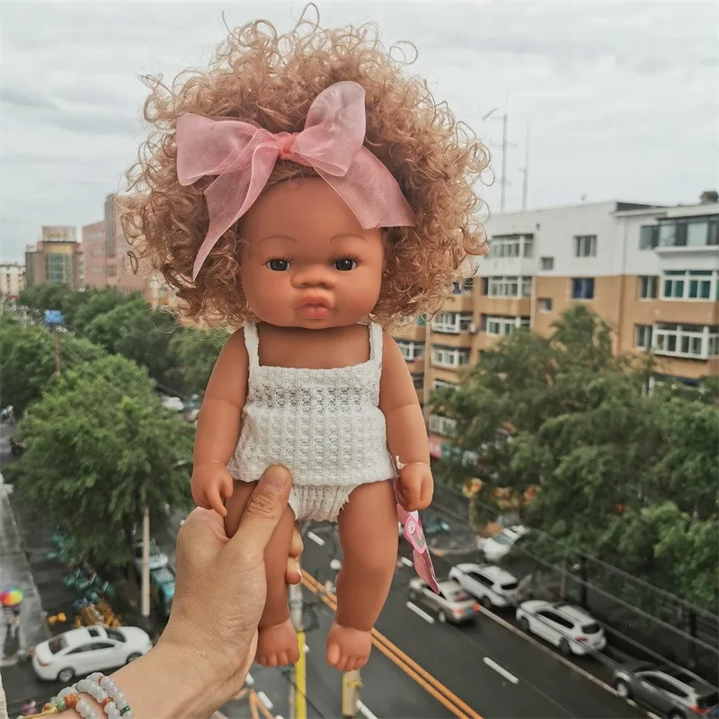 Коричневая кукла реборн для малышей мягкая виниловая афро-американская ручной