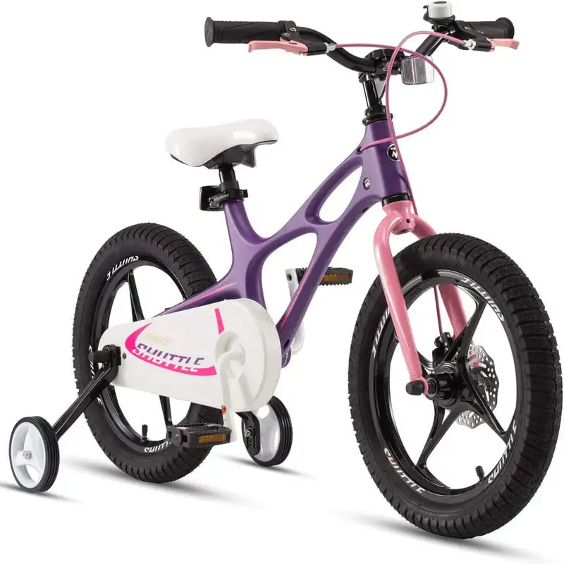 

Shuttle Lightweight Magnesium Kid's Bike with Disc Brakes for Boys and Girls, 14 inch with Training Wheels, Lilac