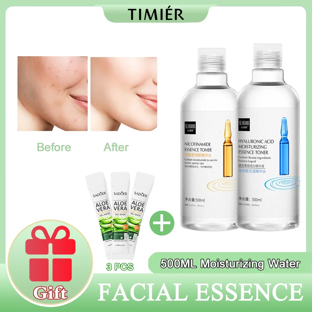 

500ml Hyaluronic Acid Facial Essence Moisturizing Whiten Pore Shrink Anti-aging Freckle Anti Wrinkle VC Niacinamide Face Serum