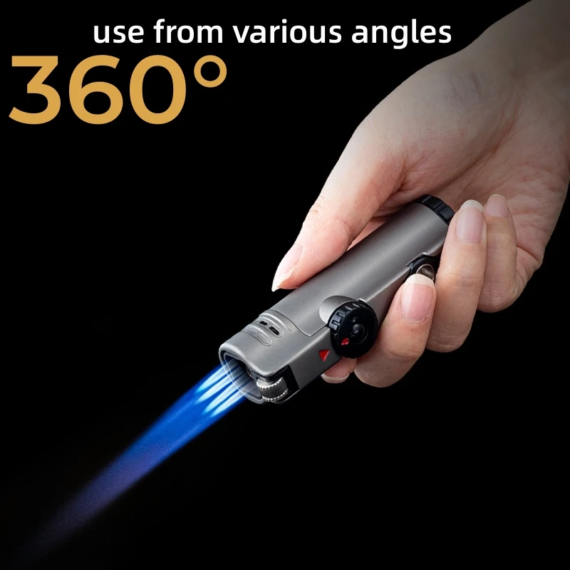 

JOBON 4 Torch Jet Metal Grinding Wheel Flint Lighter Windproof Gas Butane Inflatable Lighter Cigar Lighters Men's Gadgets Gift